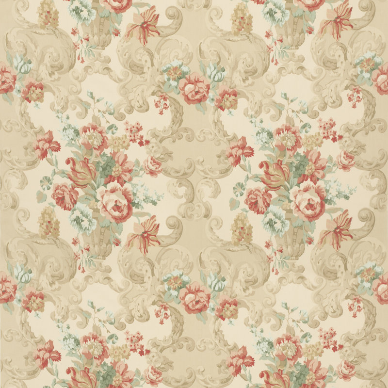 Icons Rococo 100% Cotton Performance Fabric, Lovat/Red
