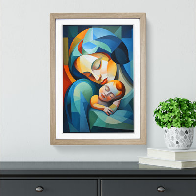 Mother And Baby Cubism No.3 - Single Picture Frame Print on Wood
