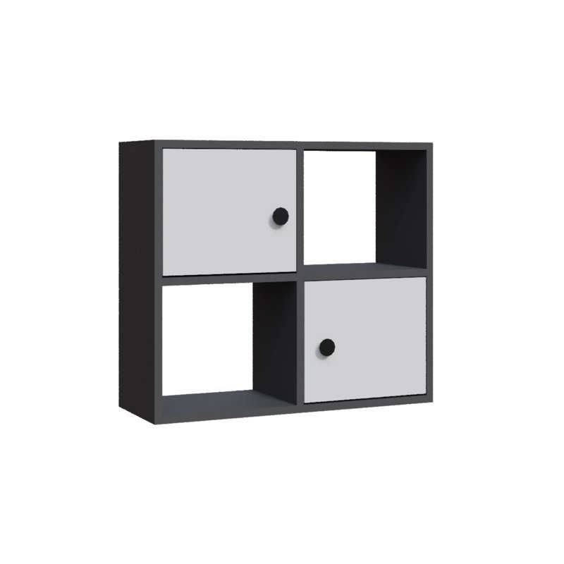 Tuttle 62.6cm H 72cm W Bookcase, Anthracite/White