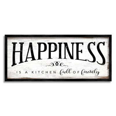 «Happiness is Kitchen Full of Family Rustic Sentiments», estampe numérique surdimensionnée encadrée par Daphne Polselli