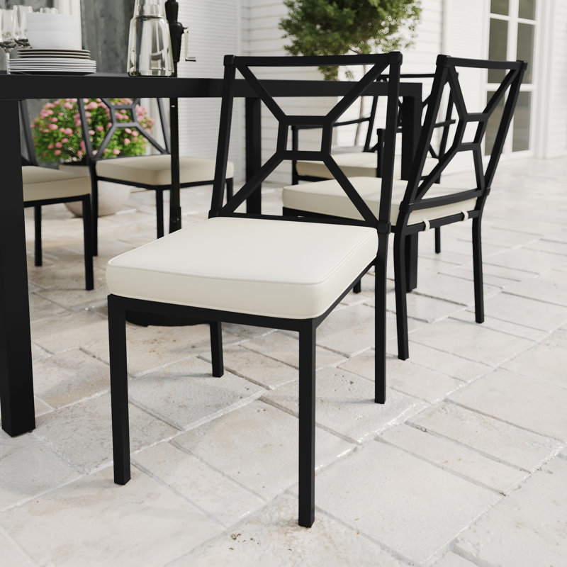 Chaises de salle à manger latérales empilables avec coussins Martha Stewart