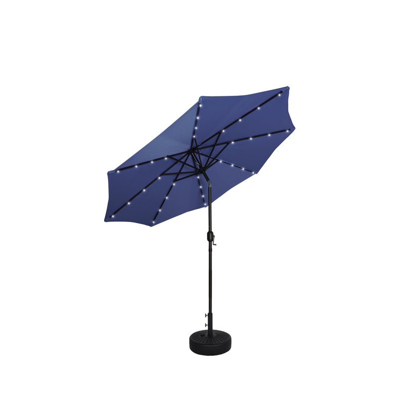 Pavillon de jardin permanent en métal Parasol de marché éclairé avec support remplissable, Bleu marine