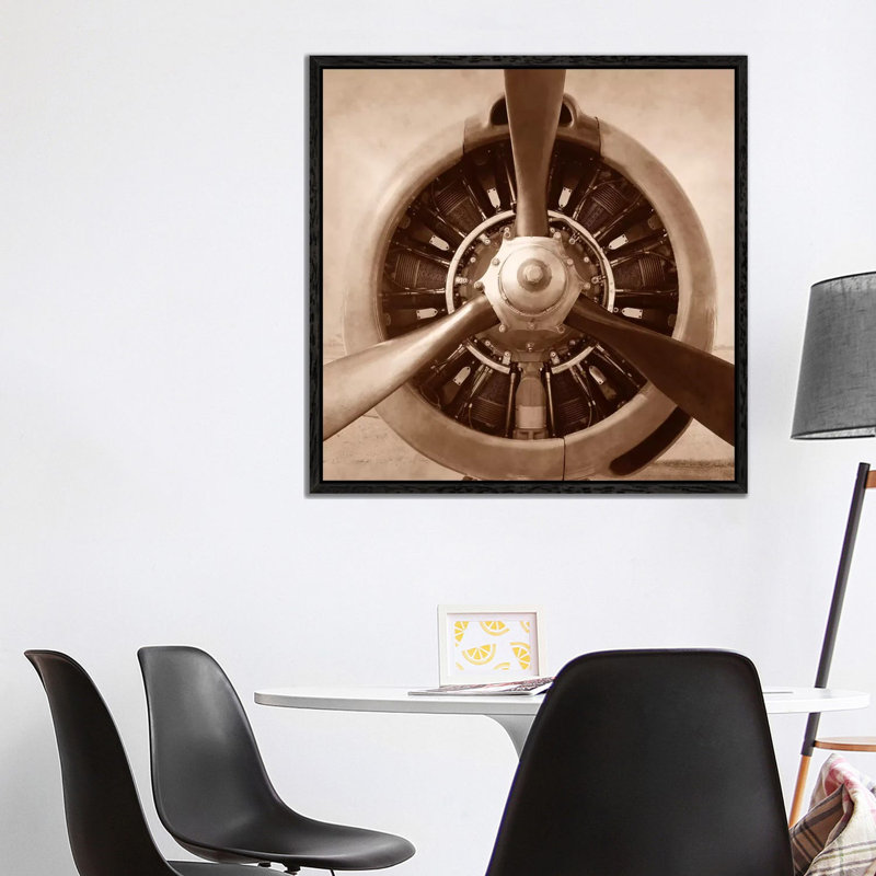 Aviation II - Print on Canvas, 93.98 cm H x 93.98 cm W, Black Floater Framed