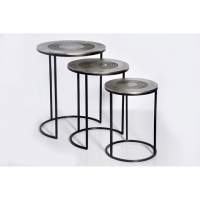 Ensemble de 3 tables gigognes argentées Ziva