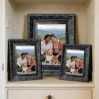 Black 3 PCS Polished Picture Frame for 11" x 14" Photos and Bedroom Decor