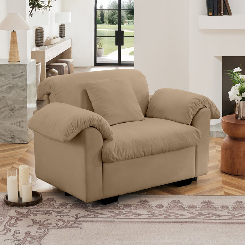 Chaise d'appoint rembourrée en tissu, Velours havane