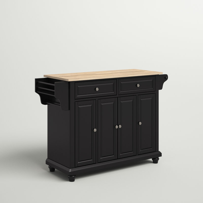Van Kitchen Cart, Black, Natural Wood
