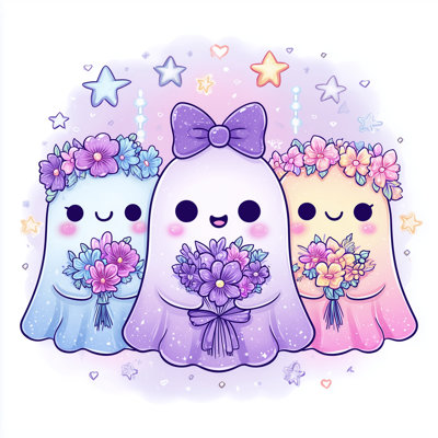 «Flower Ghost Friends», art mural sur toile tendue