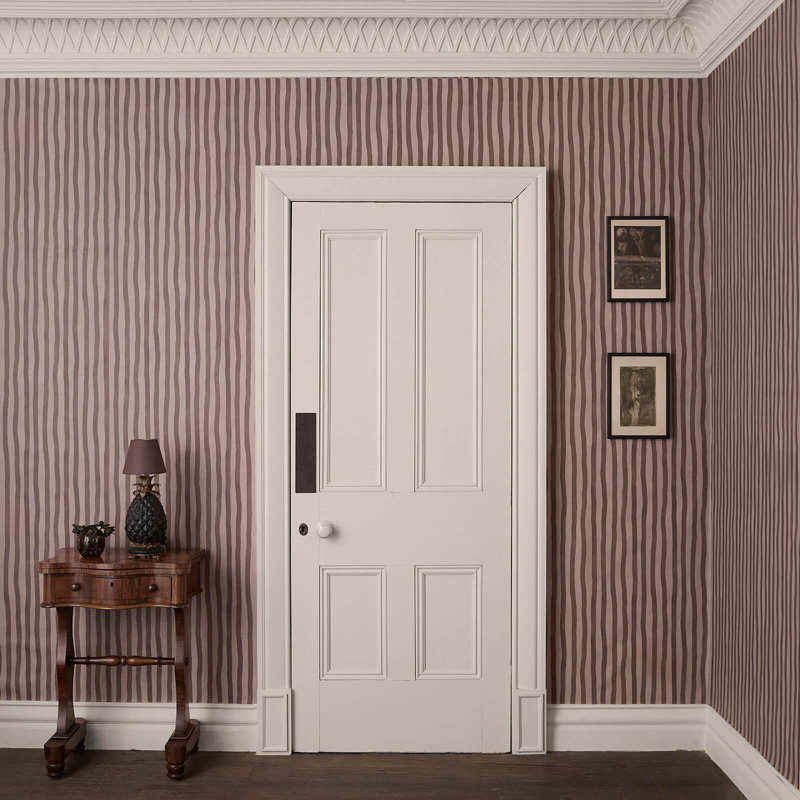 ARTIST'S STRIPE Wallpaper - Carnelian 9'10" - full height wallpaper