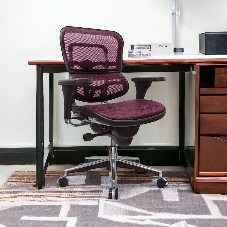 Chaise de bureau réglable, Rouge prune