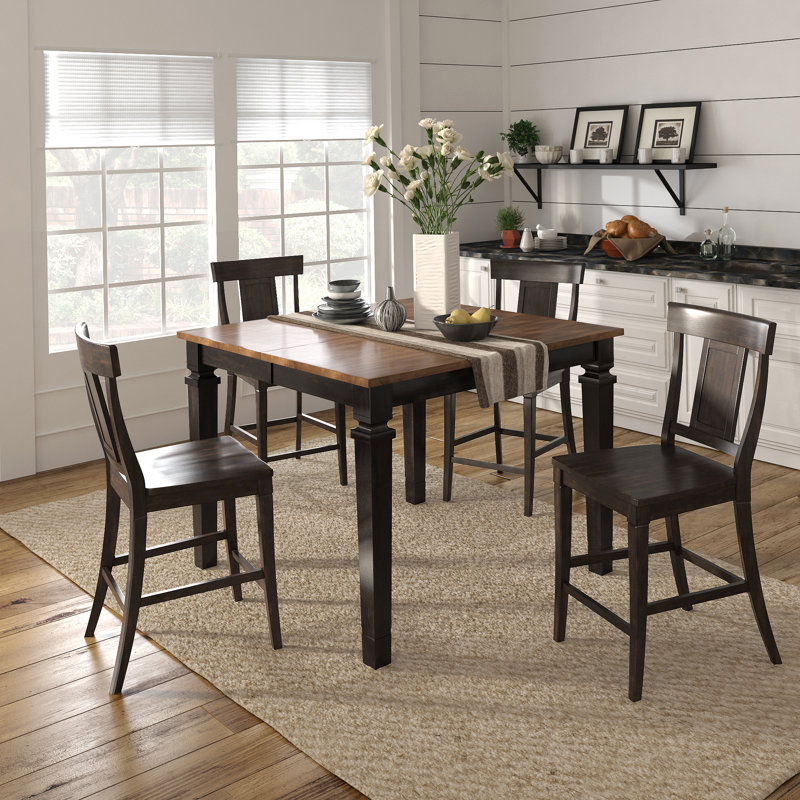 Ensemble de salle à manger extensible 5 pièces, Baie antique, Tabouret de comptoir (siège d'une hauteur de 24,2