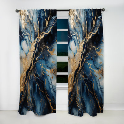 Tesoro - Exploring The Depths Of Blue Geode IV - Modern Velvet Curtain - Room Darkening - 1 panel