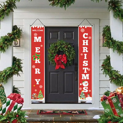 Christmas Couplet Door Curtain Custom Party Decoration Door Cover Christmas Flag Background Cloth