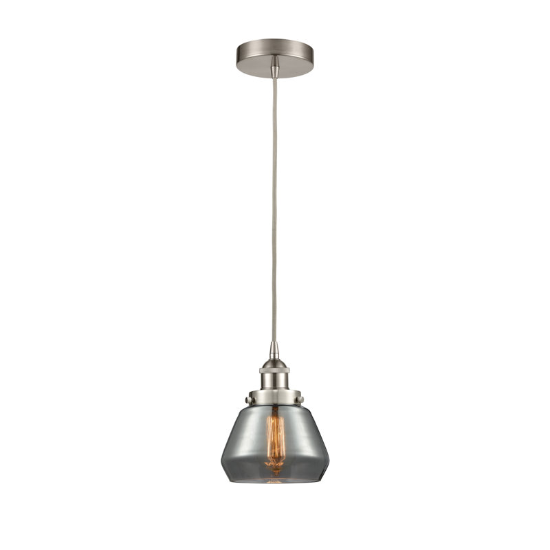 Luminaire suspendu conique à 1 lumière Cahn, Brun, Nickel satiné brossé
