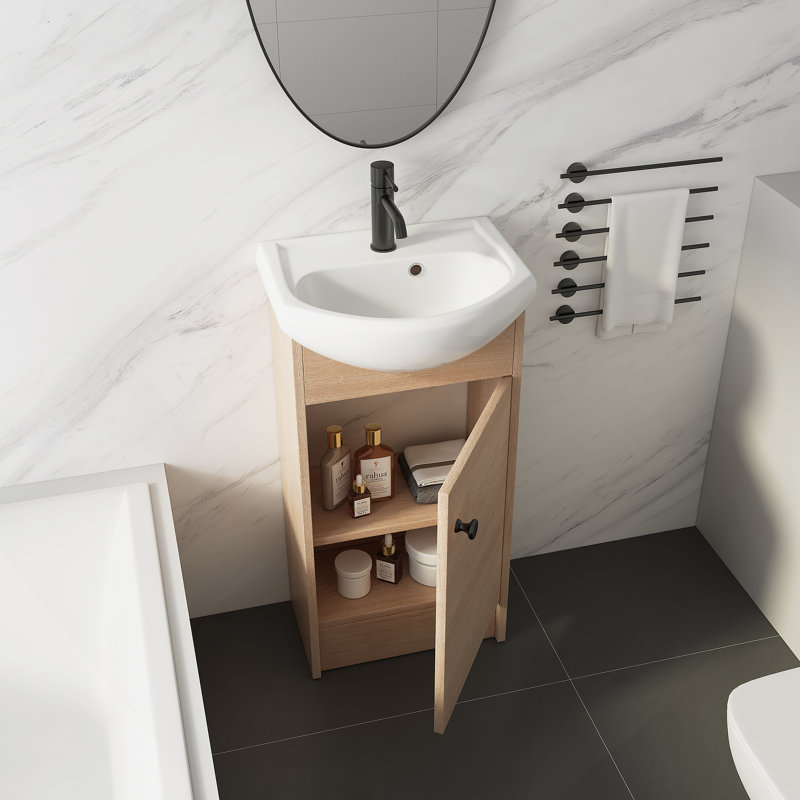 Petit meuble-lavabo autoportant de 18 pouces avec lavabo
