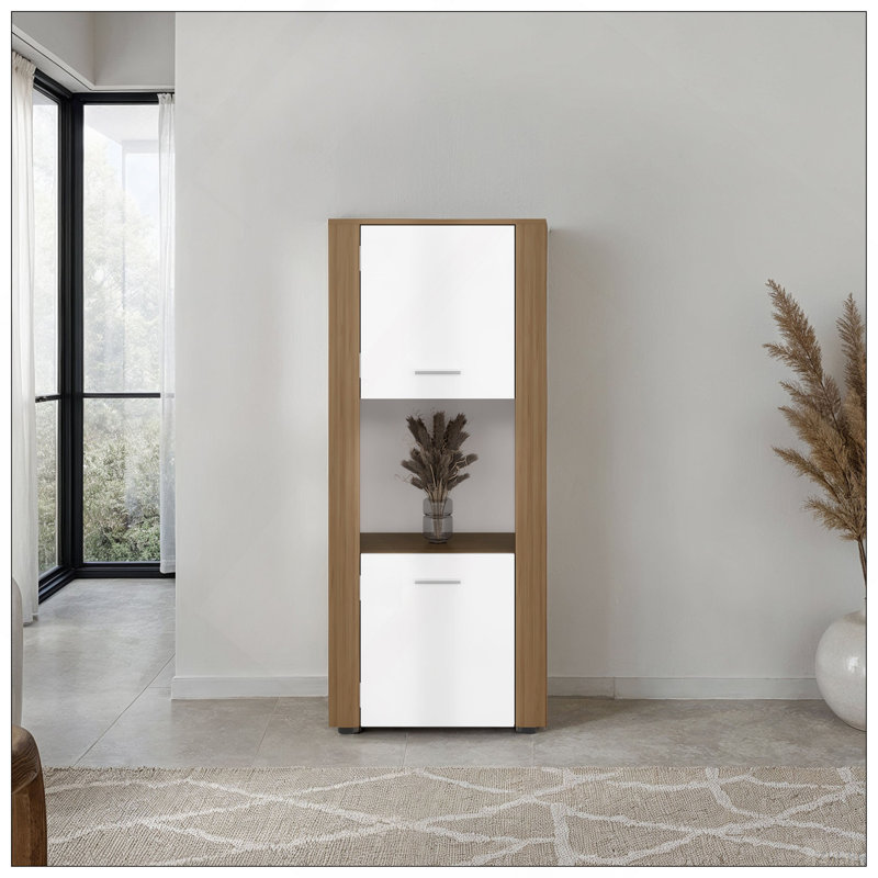 Natural Oak Vertical Storage Cabinet