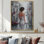 Woman In Italy On Wedding Day - Fashion Woman Canvas Wall Art, Grey Fashion Framed Wall Art