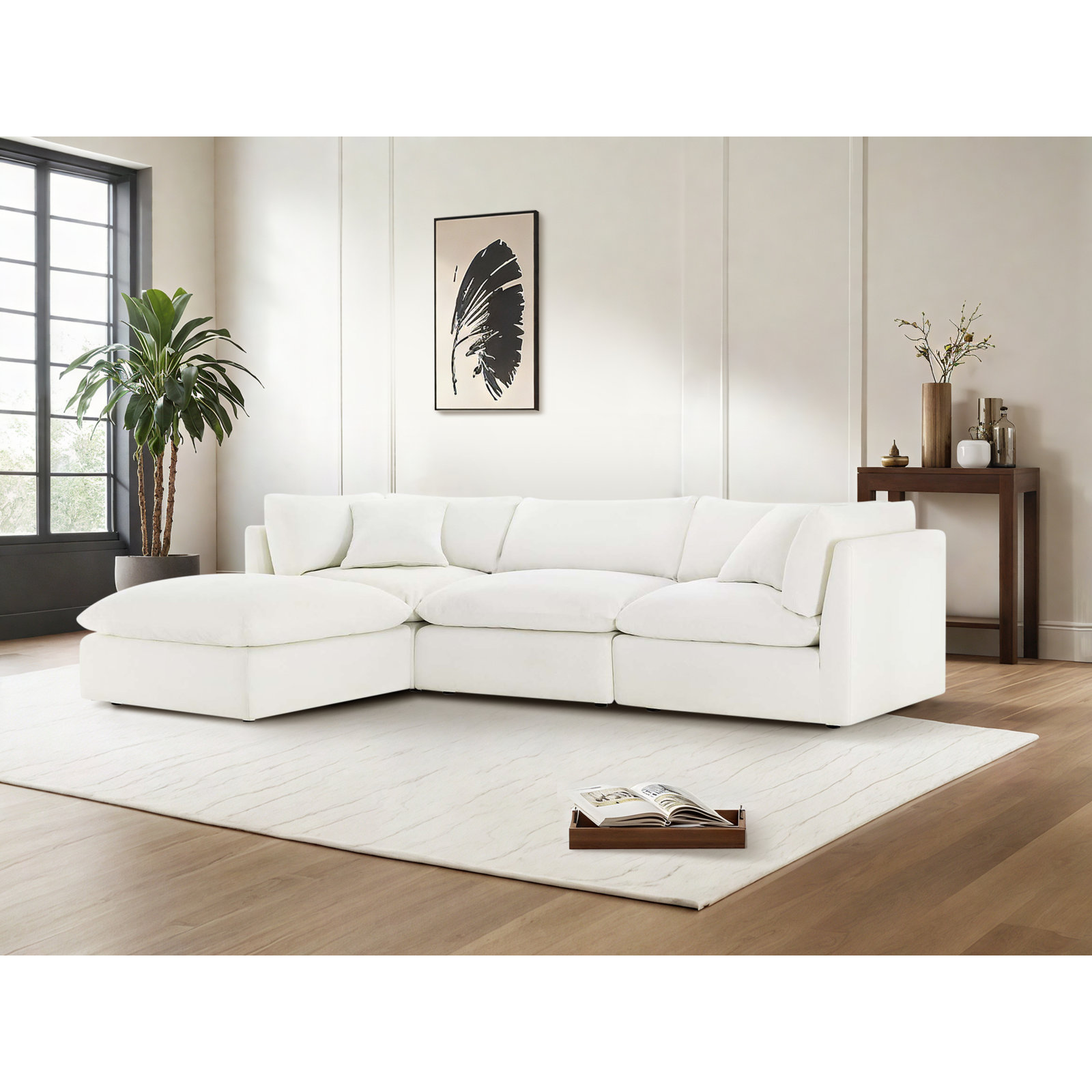 Annabella Sectional, Elite Ivory Textured Performance Chenille