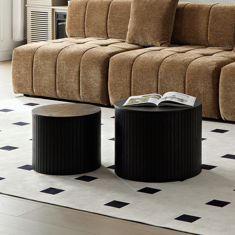 2-Pieces Nesting Coffee Table Set, Black