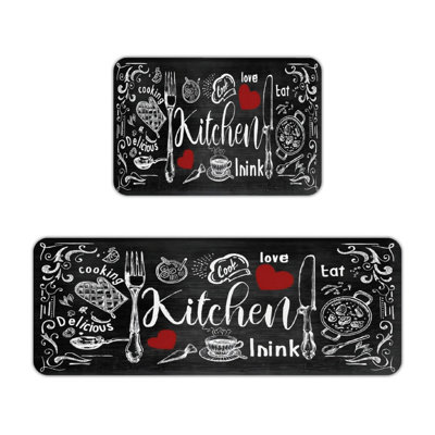 Ensemble de 2 tapis de cuisine Blackboard