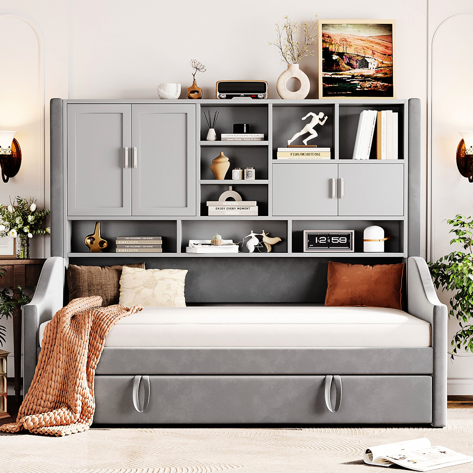 Latitude Run® Twin Upholstered Daybed Featuring Armrest Led Lights ...