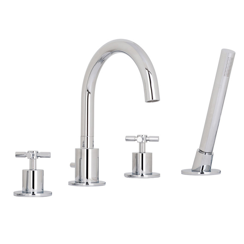 Garniture de robinet de baignoire romaine monocommande à fixation sur le comptoir avec inverseur et douchette