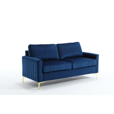 Canapé-lit de 62 po en velours, causeuse rembourrée et capitonnée, canapés de style moderne Mid-Century pour salon, chambre, bureau, petits espaces