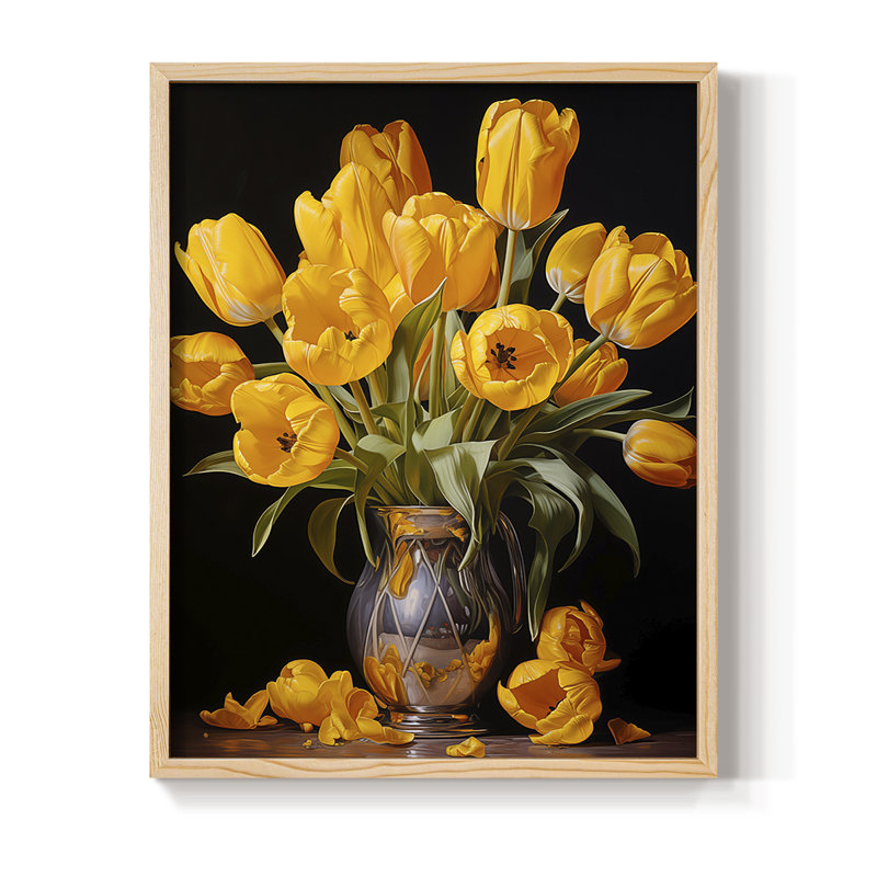 Reproduction encadrée FLORAL Series DCCXCVIII - bois massif, Naturel, H 11 po x l 9 po