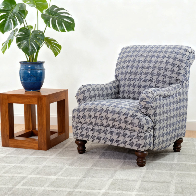 Chaise d'appoint rembourrée à dossier haut Modern Blue, Bleu