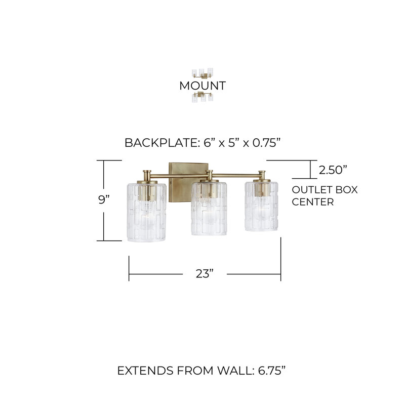 Independent Dimmable Vanity Light, Aged Brass, 3