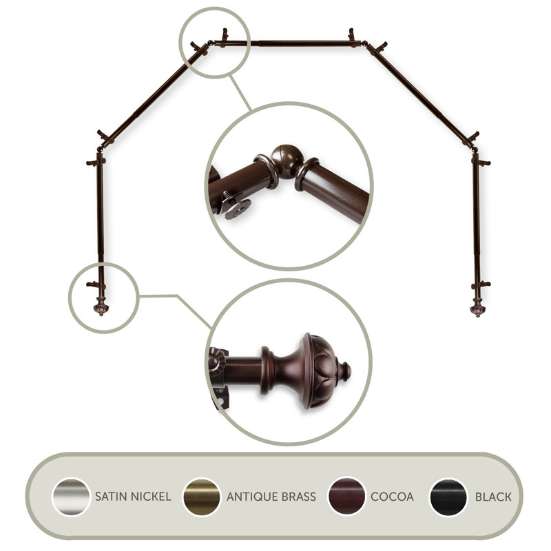 Tringle à rideaux simple ajustable Blondene, 28 po à 48 po (chaque côté), Cacao
