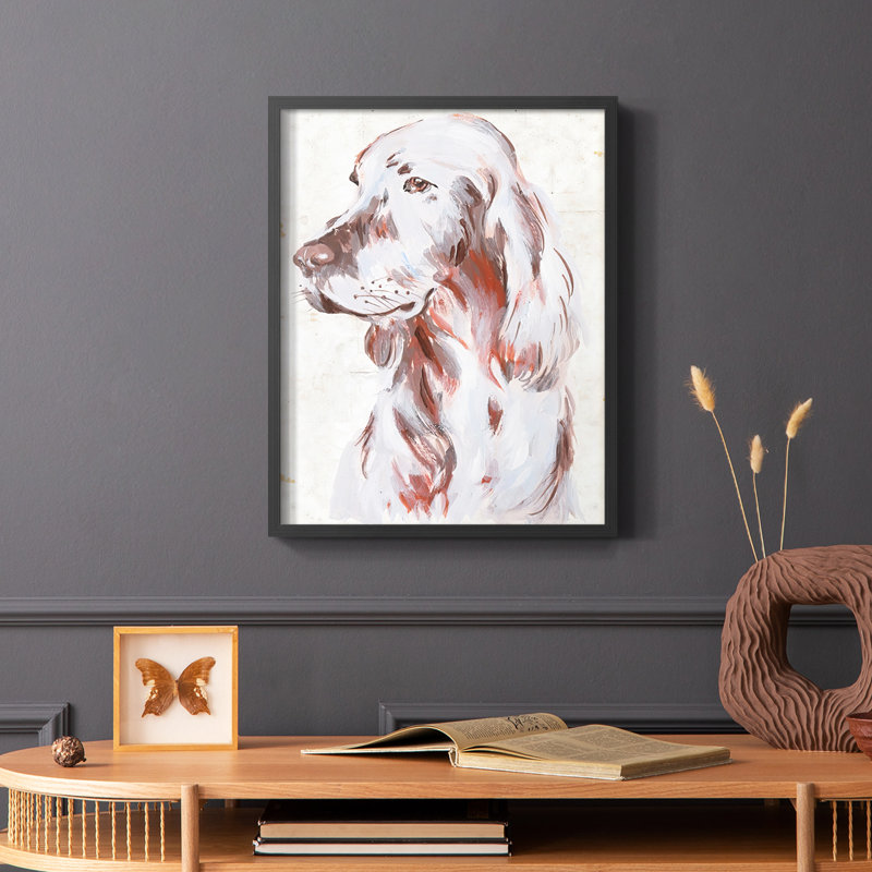 «Sitting Dog III», reproduction encadrée - bois massif, Noir, H 10 po x l 8 po