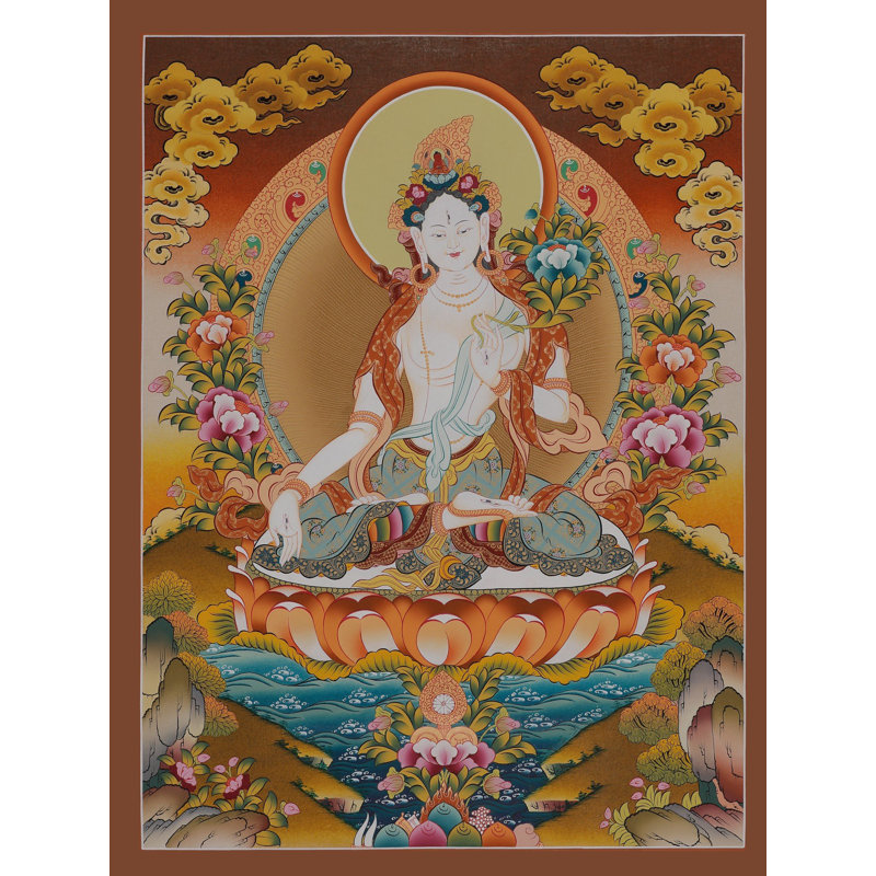 Art mural Tara Thangka blanc