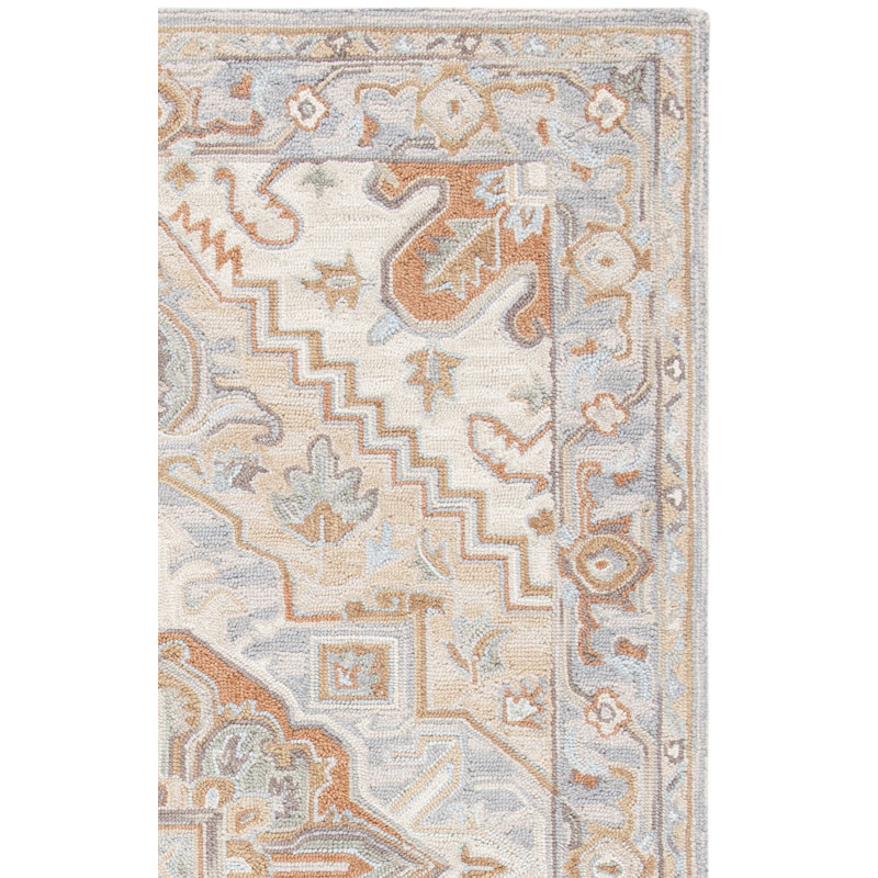 Falman Hand Loomed Wool/Cotton/Latex Oriental Rug in Gray/Beige, Rectangle 3' x 5'