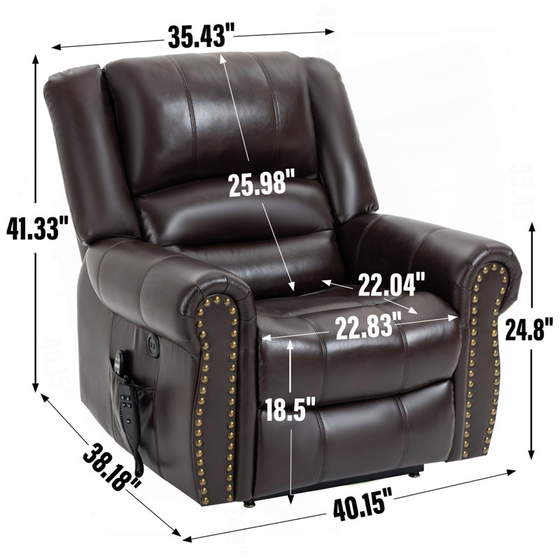 Power Lift Recliner Chair Heat Massage Dual Motor Infinite Position Up to 350 LBS, Heavy Duty Motion Mechanism with USB Ports