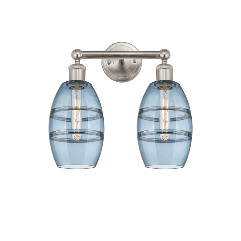 Éclairage pour meuble-lavabo à 2 lumières Kusham, Bleu princesse, Nickel satiné brossé