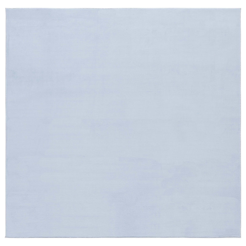 Aldo Solid Color Machine Woven Polyester Area Rug in Light Blue, Square 4'