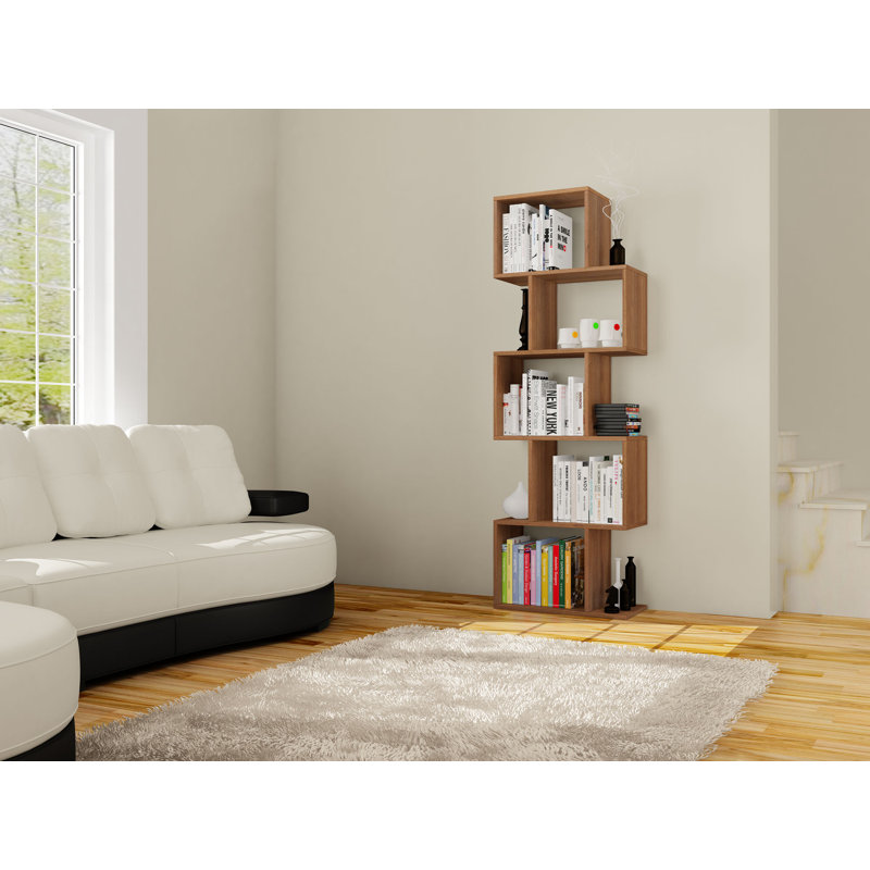 Chauncey 59.06" H x 23.62" W Geometric Bookcase, Walnut