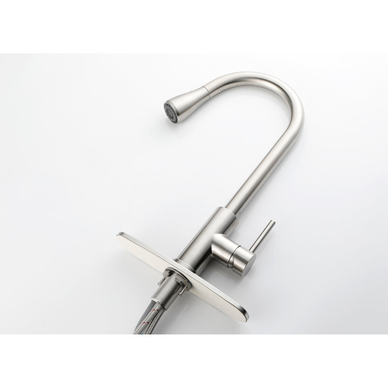 Kitchen Faucet With Pull Out Spray, Brushed Nickel Finish, Stainless Steel, 360 Rotating Nozzle, Efficient Sink , Rotation, Attractive Look