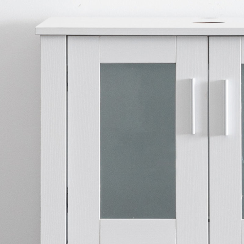 Meuble-lavabo simple 36 po avec lavabo vasque Sharee, comptoir en bois manufacturé, robinet et drain Sharee, Blanc