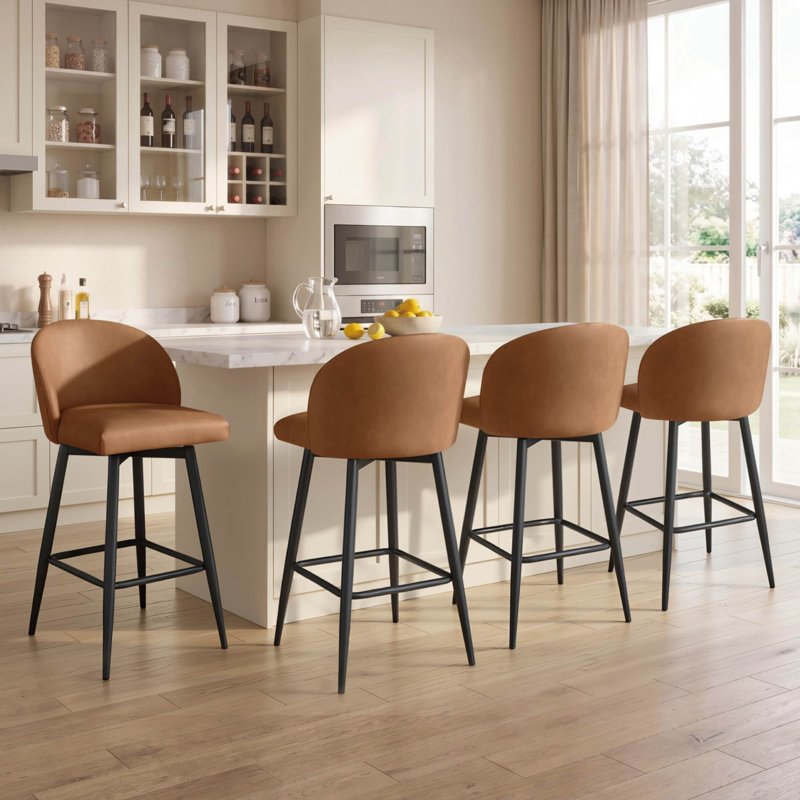 Tabouret de bar et de comptoir pivotant, Brun, Extra Tall (30.3" Seat Height)