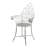23X22x38" Distressed Silver Finish Iron Accent Chair, French Country Armchair, Outdoor Garden Seating