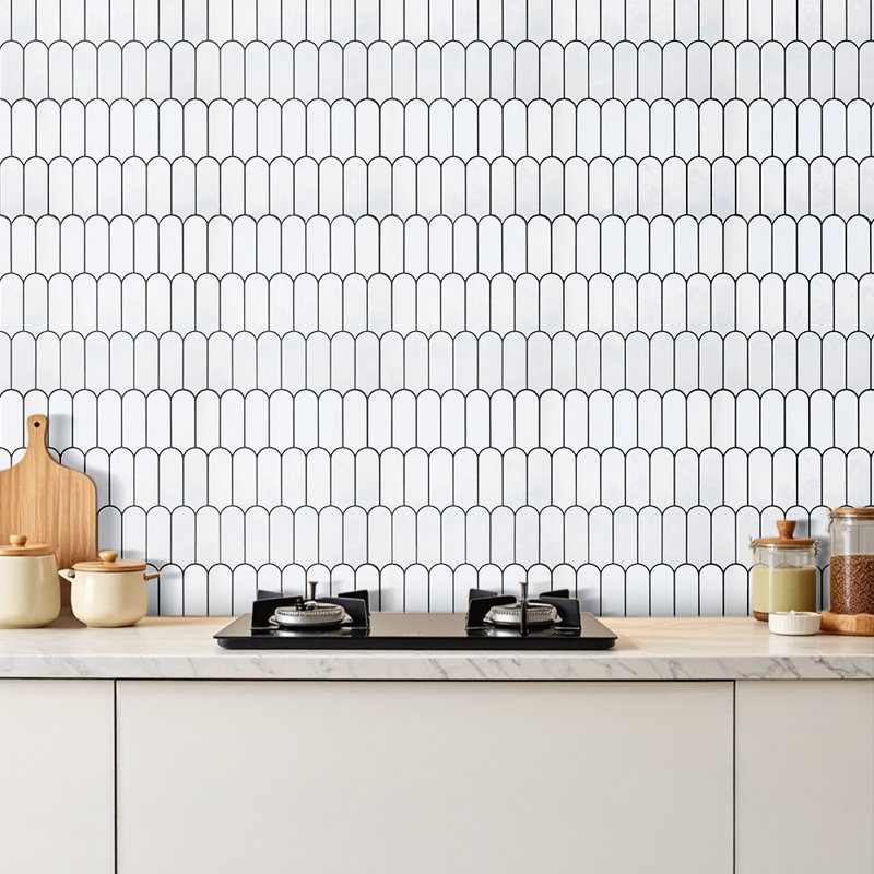 10Pcs Self-Adhesive Wall Tile Stickers, White