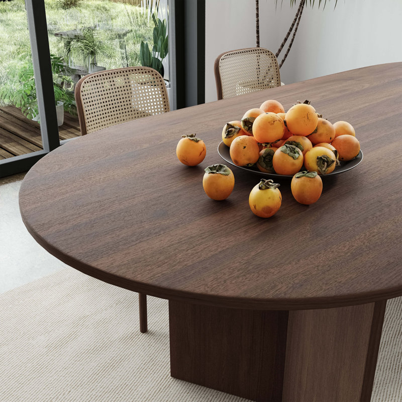 Tables de cuisine ovales en noyer de 79 po avec 6 chaises Daryl, 7 Pieces: Table, 6 Chairs