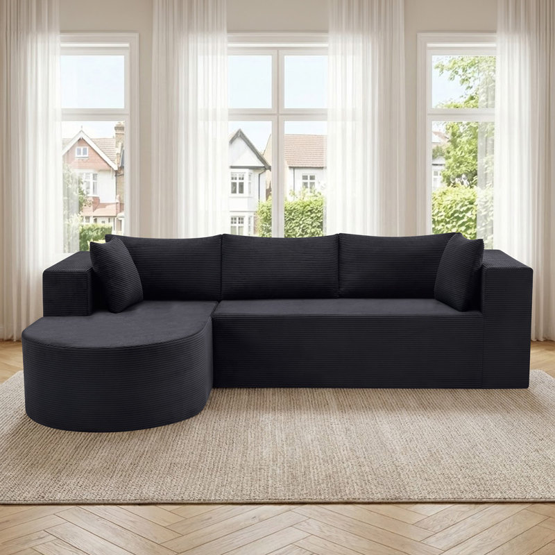 Canapé modulaire en L 105 po avec méridienne en L 105 po, aucun assemblage requis, Orienté à gauche (vu de face)