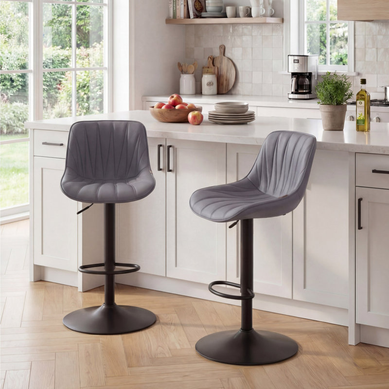 Tabourets de bar pivotants à hauteur réglable Modern, Gris / mauve