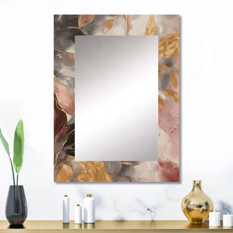 Gold Herb Elixir - Herbs Mirror, Traditional Unique Wall Mirror, Printed Metal Art, 32" x 24"