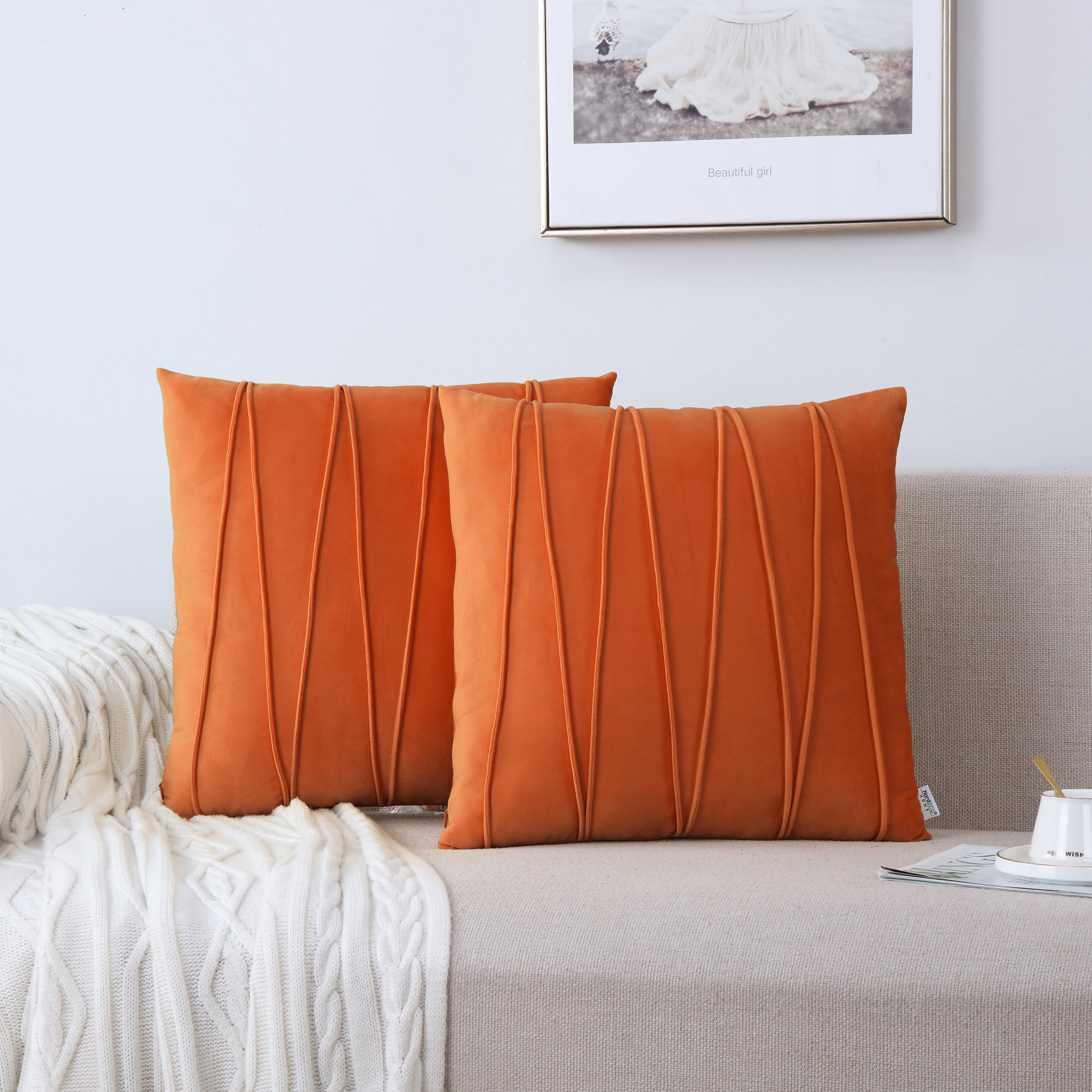 Top finel square decorative throw pillow covers soft velvet outdoor cushion covers 18 x 18 with balls for sofa bed sales