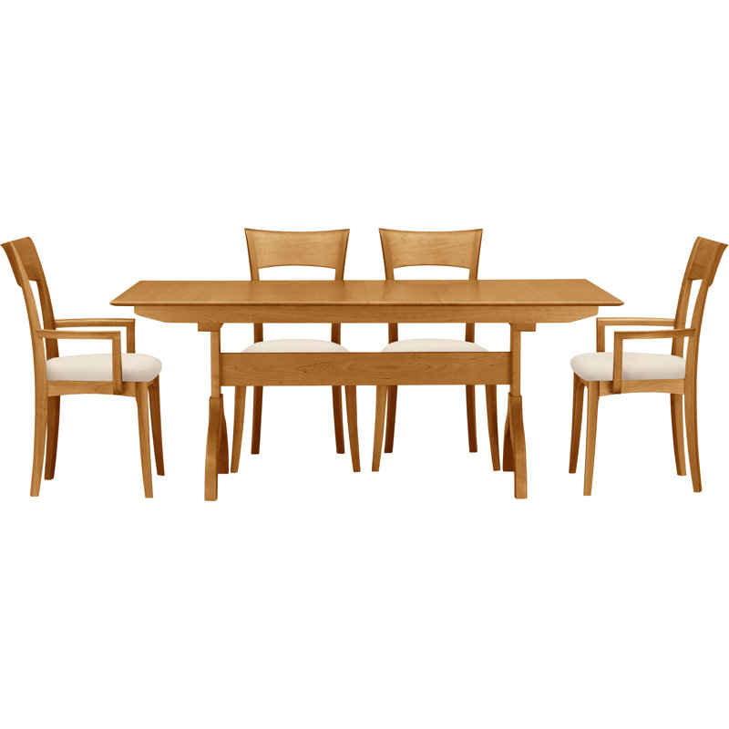 Sarah 5 - Piece Dining Set, Natural Cherry, Coffee Leather