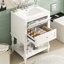 Meuble-lavabo de 24 po au design rétro avec lavabo en céramique et plusieurs solutions de rangement, idéal pour les salles de bain modernes et élégantes-129184531